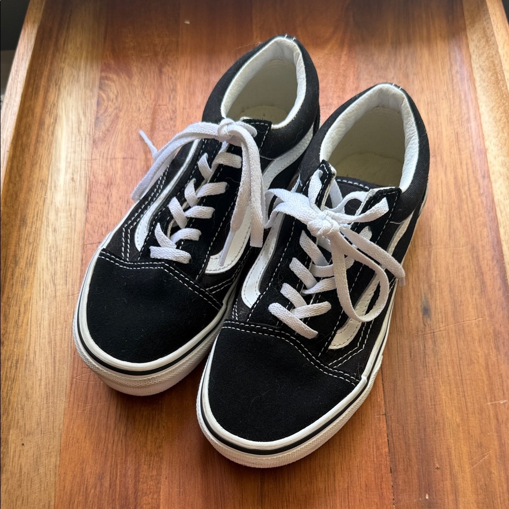 Black and White Kids Van Sneakers